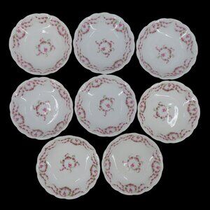 VTG KPM Granuteco Set of 8 Bowls 5.3in Pink Rose Flower Floral Swag Germany